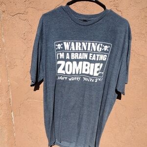 Hybrid & Company Funny Brain Eating Zombie But Your Safe Grey Short Sleeve Tee